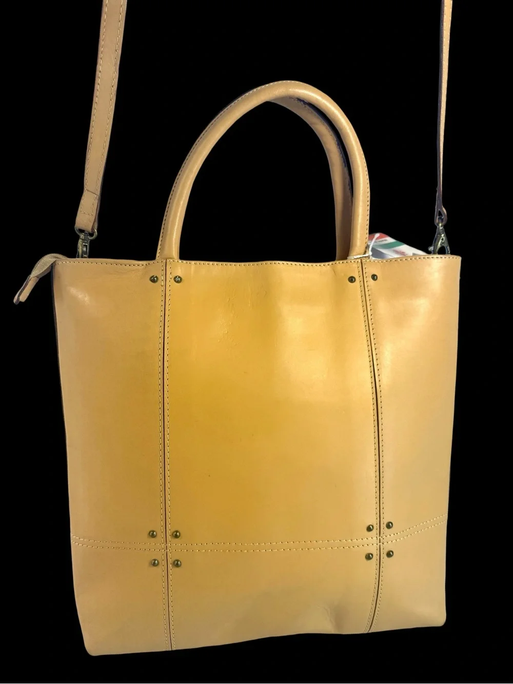 Italian Vachetta Leather Classic  Tote Bag with Shoulder Strap